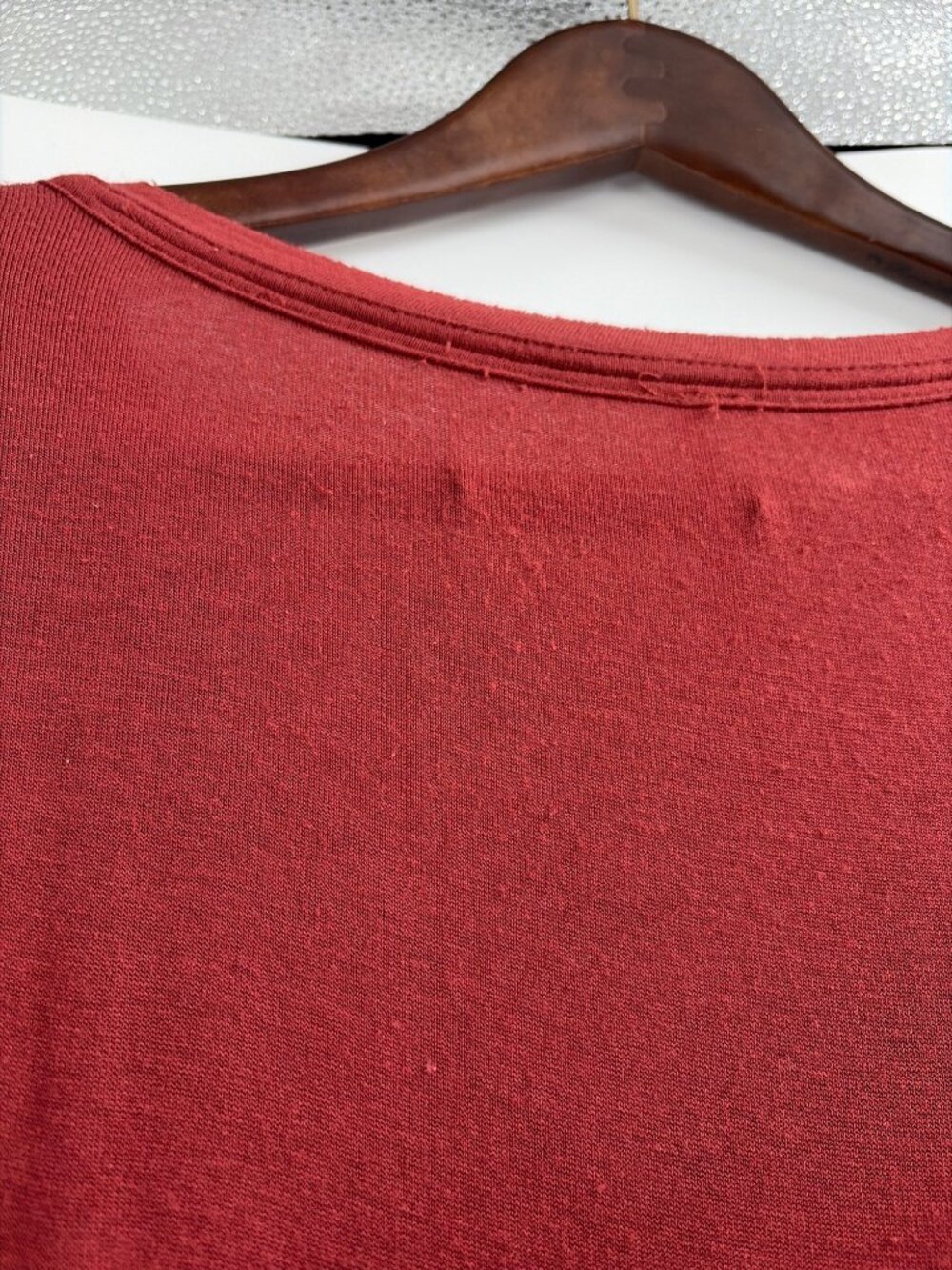 Free People Birdie Henley Top V-Neck Tunic COWBOY Red Women Small Boho Flowy - Picture 6 of 9